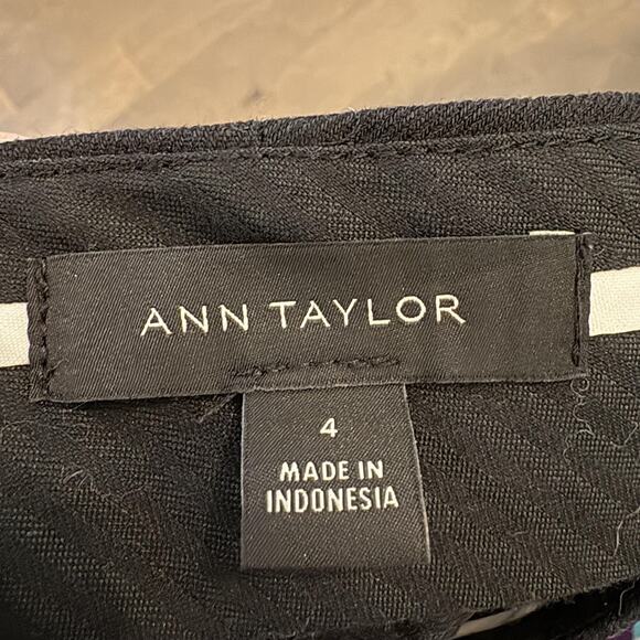 Ann Taylor Pants Womens 4 Black Linen Blend Cropped Ankle Trouser Work Office - Picture 2 of 11